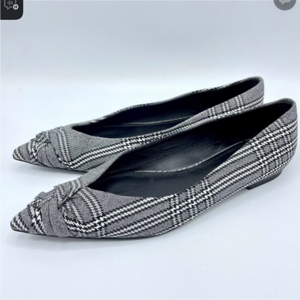 Maje Black and White Houndstooth Pointed Toe Flat - Picture 6 of 7